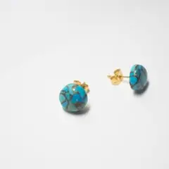 天然石＊ブルーコッパーターコイズのピアス＊サージカルステンレス 金アレ対応