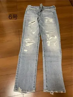 American Eagleダメージ加工 ブルーデニム 6号