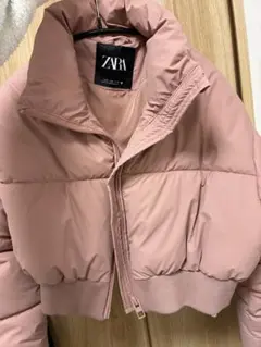 【ZARA】ピンク クロップド丈 ダウンジャケット M
