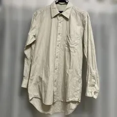 ベージュストライプ 長袖シャツ M 古着