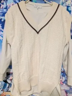 Vネック ニットベスト2点セット