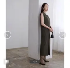 ユアーズ　キーネックフロントタックジャンパースカートワンピースブラウンのサムネイル