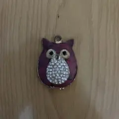 フクロウデザイン ブローチ 赤