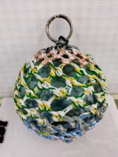 ビン玉 浮き球 ガラス玉 カラフル 網 11cm×10cm マリン雑貨 レトロ