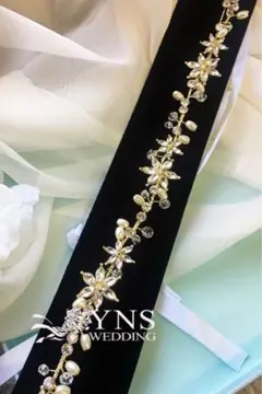 ゴールド 花とクリスタル ヘッドドレス