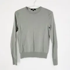 【新品同様】ユニクロ エクストラファインメリノクルーネックセーター グリーンS