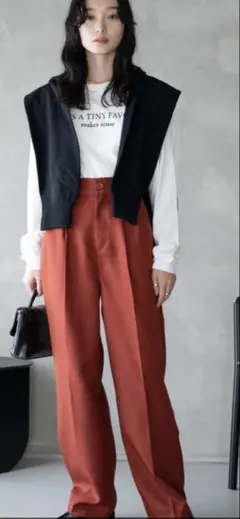 wego オレンジ ハイウエスト ワイドレッグパンツ Sサイズ