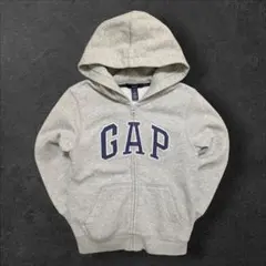 GAP グレー スウェット フルジップ パーカー センターロゴ キッズ 120