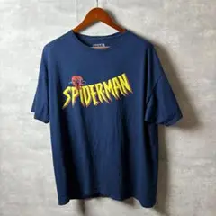 MARVEL スパイダーマン ロゴTシャツ XL ネイビー