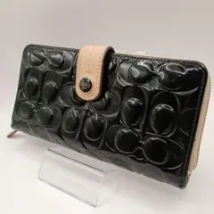 新品未使用]COACHコーチ二つ折り財布ブラック パテントレザー