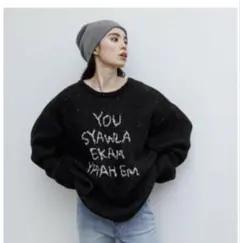 メッセージプリント ビッグシルエット ニット