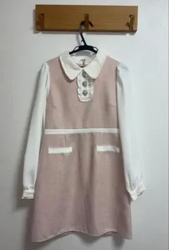 evelyn ビジューレース襟ワンピース ピンク