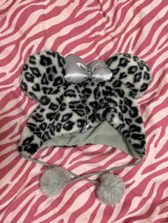 ディズニー ファンキャップ ヒョウ柄 グレー ミニーちゃん