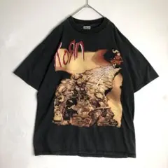3593 Korn コーン　バンT 両面　ビッグプリント　Tシャツ　黒