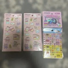 クレヨンしんちゃん シール3種4点セット タイルシール　ふわふわシール　フレーク