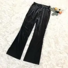 GU ベロアパンツ レディース グレー系 ウエストゴム S