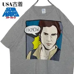 USA古着 スターウォーズ ハンソロ tシャツ グレー2XLキャラクターTシャツ