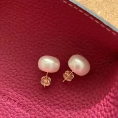 【新品】K10 淡水ボタンパールピアス