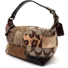 ✨希少✨コーチ　アクセサリーポーチ　ハンドバッグ　パッチワーク　シグネチャー