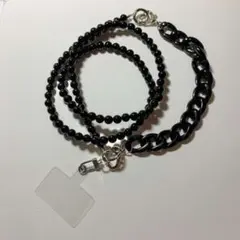 スマホショルダー ブラックチェーン ストラップ ハンドストラップ 黒