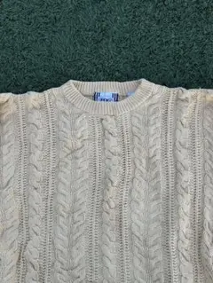 【訳あり】90s London Fog ケーブルニット L 香港製コットン