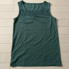 グリーン レース付きタンクトップ Mサイズ