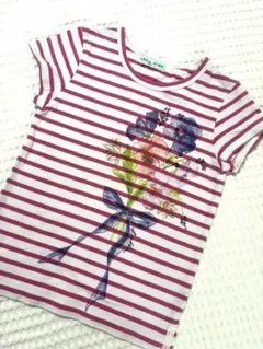 hakka kids ボーダー 花束プリント 半袖Tシャツ　130のサムネイル
