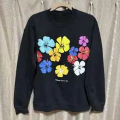 y100406 テンボックスサンシューネン　トレーナー　ブラック　花柄　M