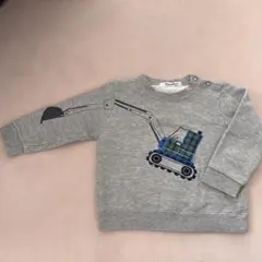 ショベルカー刺繍 グレー トレーナー 90cm