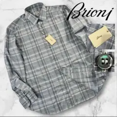 定価10万超 新品 Brioni ドレスシャツ 長袖シャツ サイズL イタリア製のサムネイル
