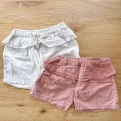 ベビー フリル ショートパンツ 90cm アイボリー ピンク