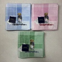 【未使用品】 ポロラルフローレン ポロベア チェック ハンドタオル 3枚セット②