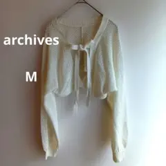 archives アルシーヴ　カーディガン　アイボリー メッシュ　 クロップド