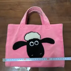 ひつじのショーン ピンク マチ付コットンバッグ