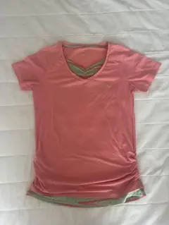 PUMA レディース 半袖Tシャツ ピンク 重ね着風