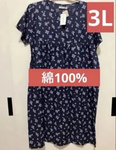 NOBLE ELE ノーブルエル ロングワンピース　薄手　花柄　ゆったり　3L