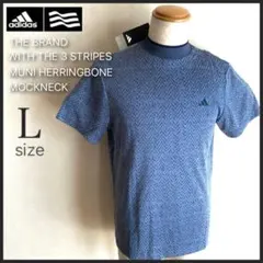 アディダス ミニヘリンボーン ストレッチ ドライ モックネック シャツ 半袖 L