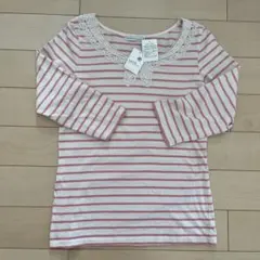 お値下げearth music&ecology ストライプ七分袖Tシャツ M