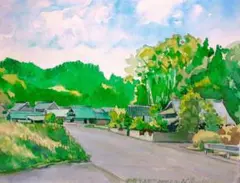 水彩画 神社の風景 額装品 F6号サイズ - メルカリ