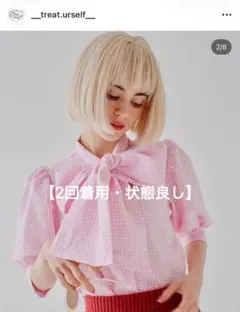 ★限定価格★【2回着用】treat urselfギンガムチェックボウタイブラウスのサムネイル