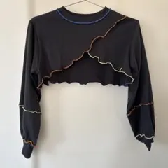 新品MARKEY'S カラフルステッチ クロップド長袖トップス　マーキーズ