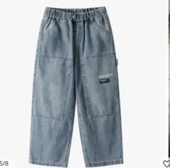 キッズ　ワイドパンツ　デニム　ジーンズ　ズボン　120