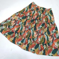 ユナイテッドアローズUNITED ARROWS ボタニカル 鳥 フレアスカート