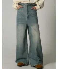 MASONPRINCE サイドベルト ワイドフレアデニムパンツ XLサイズ