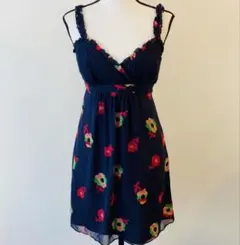 BETSEY JOHNSON シルク混 花柄シフォンドレス ワンピース 2