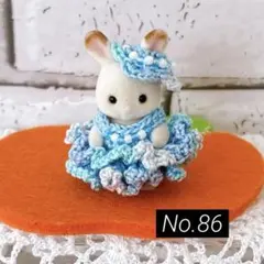 ☆ミニチュア ドール服 赤ちゃん服セット ブルー2点 紫陽花 86☆