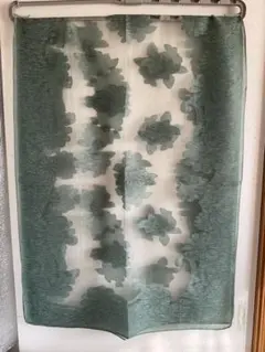 最後の一点！オーガンジーに花の刺繍のストール(グリーン)見切り価格！