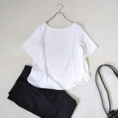 ロペピクニック◇シンプル半袖ブラウス☆シャツ プルオーバー『38』白　シンプル