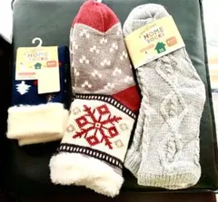 【未使用】 裏起毛 裏ボア ルームソックス 3足セット 23-25cm