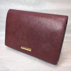 バーバリー 二つ折り財布 レザー コンパクト ゴールド ワインレッド